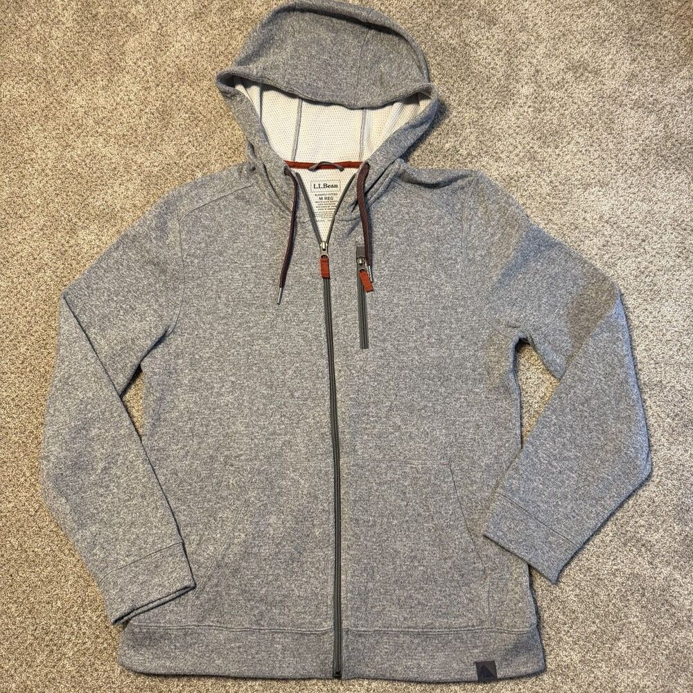 L.L.Bean Knit Mesh-Lined Men's Full-Zip Performance Hoodie Medium Outdoor Wear